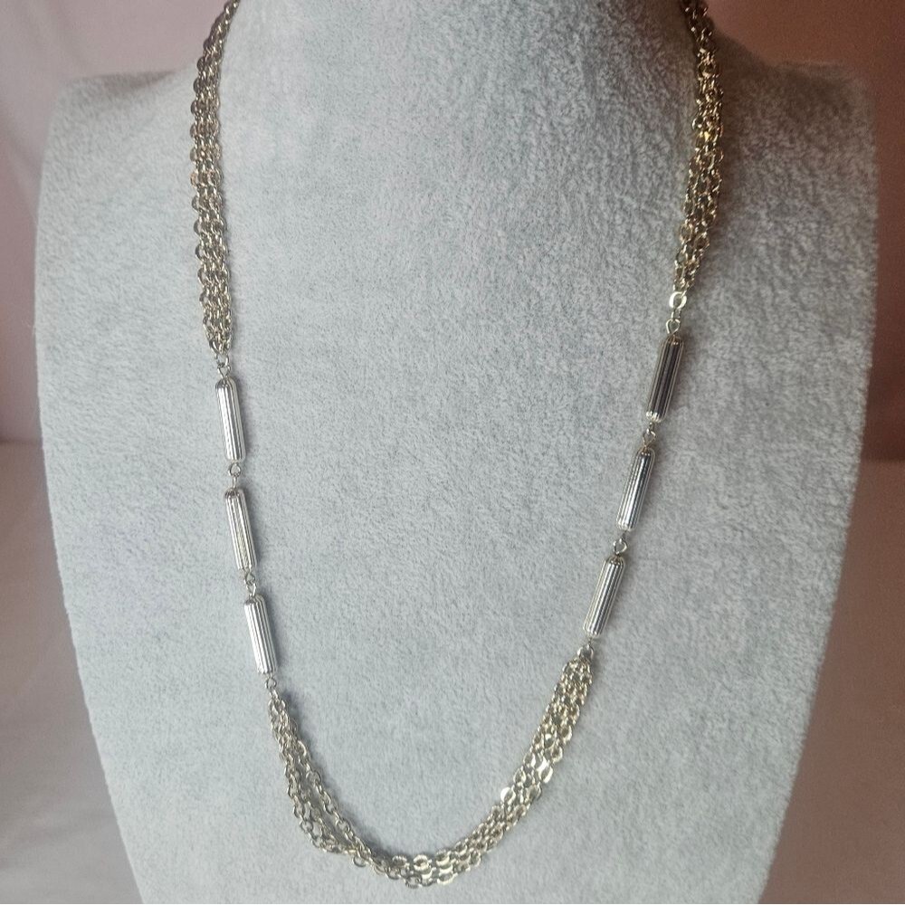 Vintage Gold Tone Chain With Tube Beads 21" GUC 80s-90s